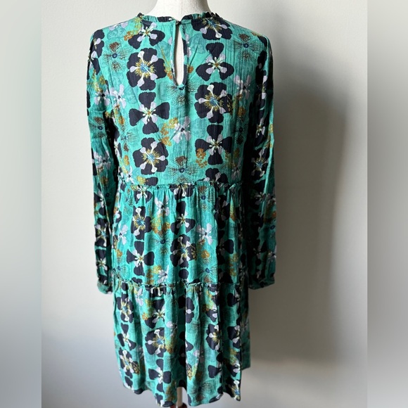 Knox Rose | Long-Sleeve Tiered Floral Dress | Teal | XS - Picture 4 of 6